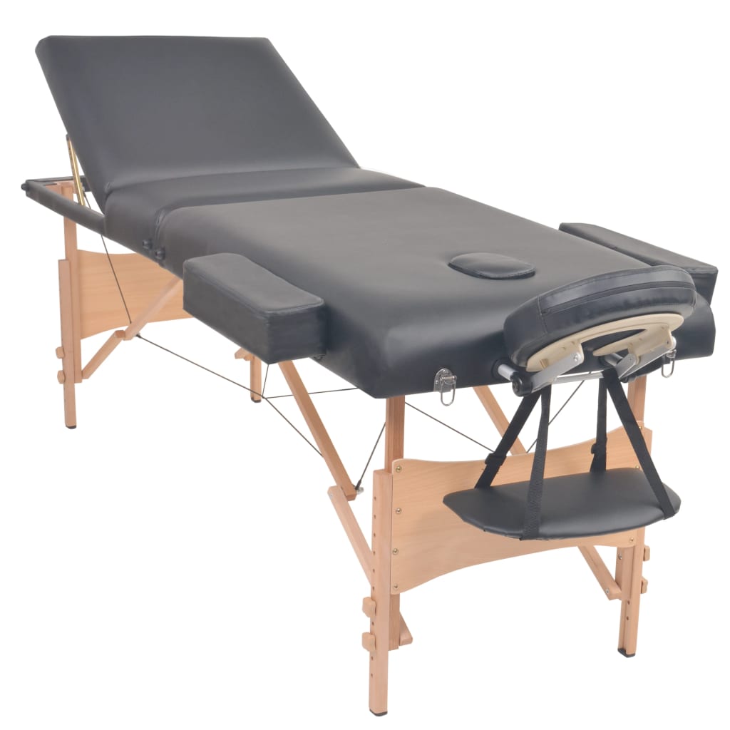 Sammenfoldeligt massagebord 3 zoner 10 cm tyk hynde sort - number 2.