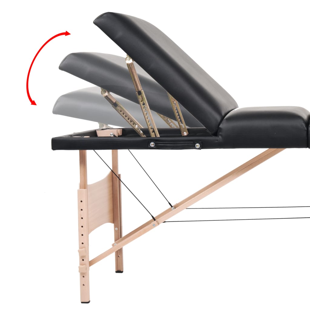 Sammenfoldeligt massagebord 3 zoner 10 cm tyk hynde sort - number 11.
