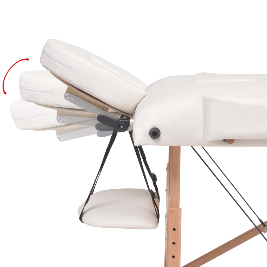 Foldbart massagebord med skammel 3 zoner 10 cm tyk - hvid - number 11.