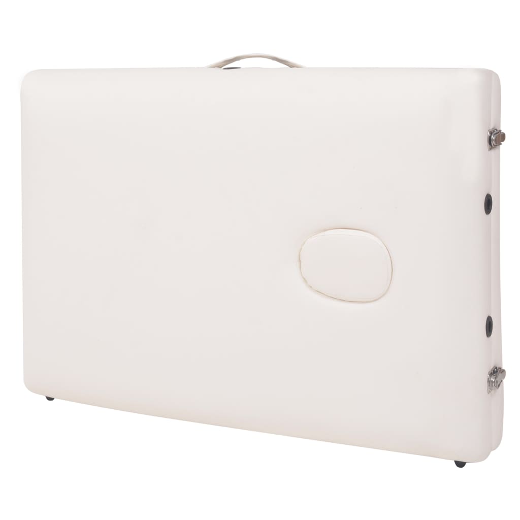 Foldbart massagebord med skammel 3 zoner 10 cm tyk - hvid - number 12.