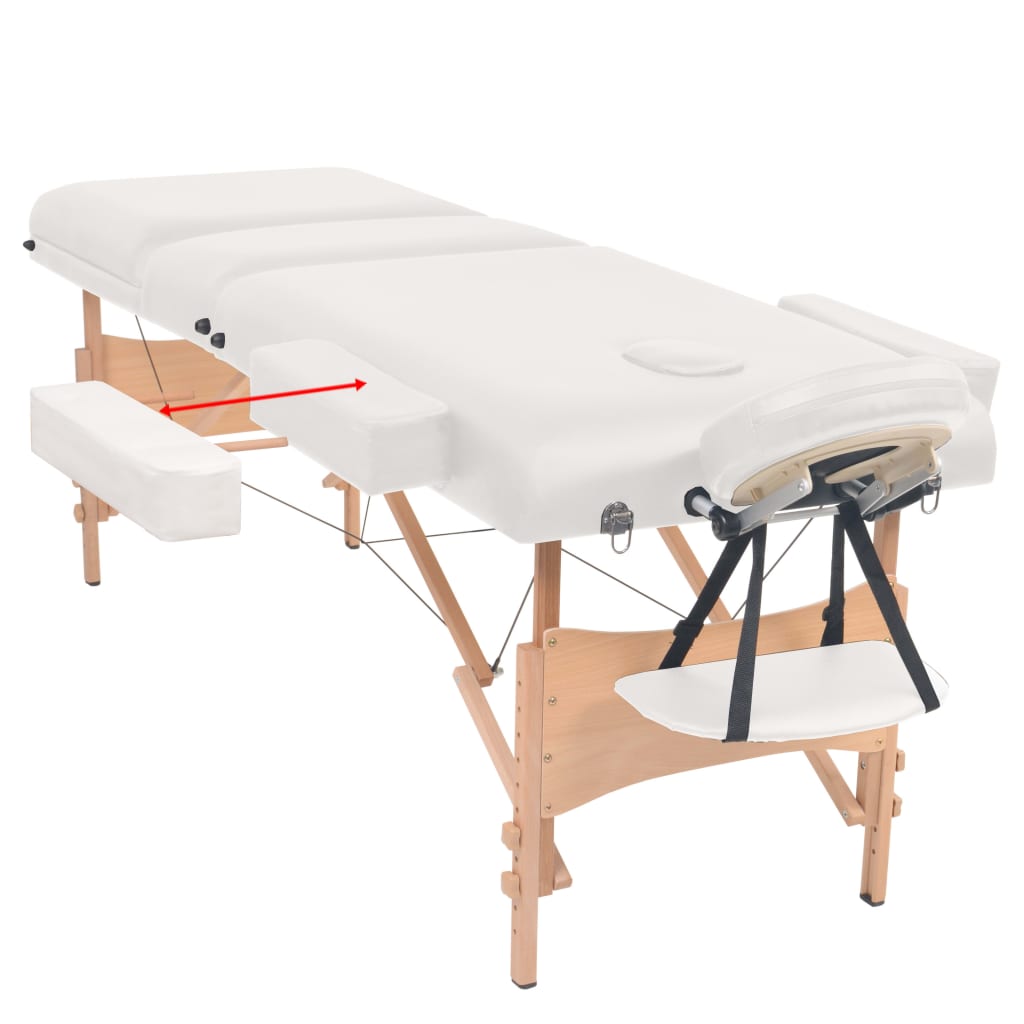 Foldbart massagebord med skammel 3 zoner 10 cm tyk - hvid - number 4.