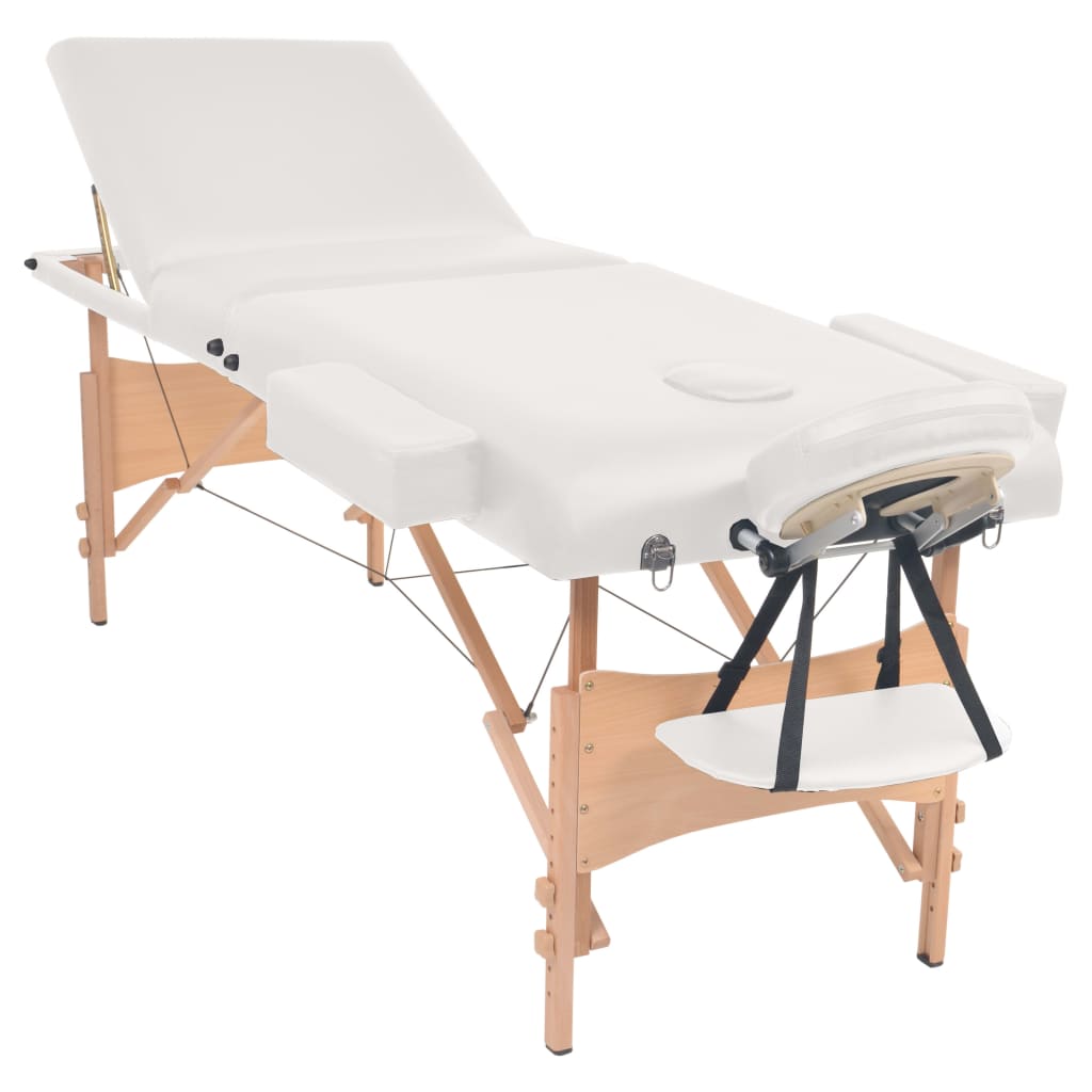 Foldbart massagebord med skammel 3 zoner 10 cm tyk - hvid - number 3.
