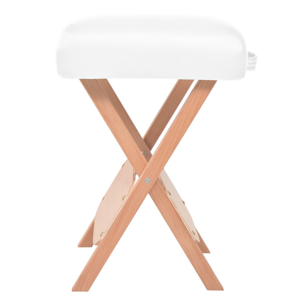 Foldbart massagebord med skammel 3 zoner 10 cm tyk - hvid - number 5.