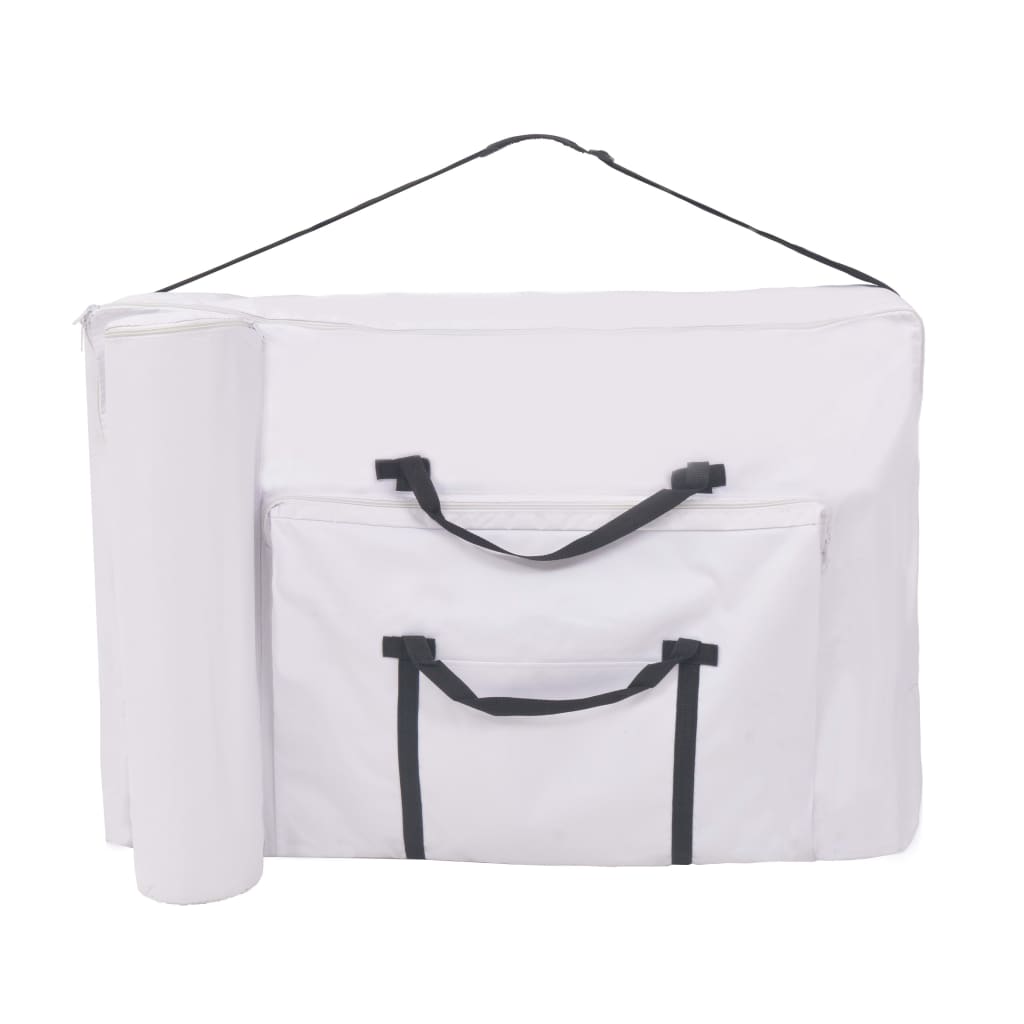 Foldbart massagebord med skammel 3 zoner 10 cm tyk - hvid - number 7.