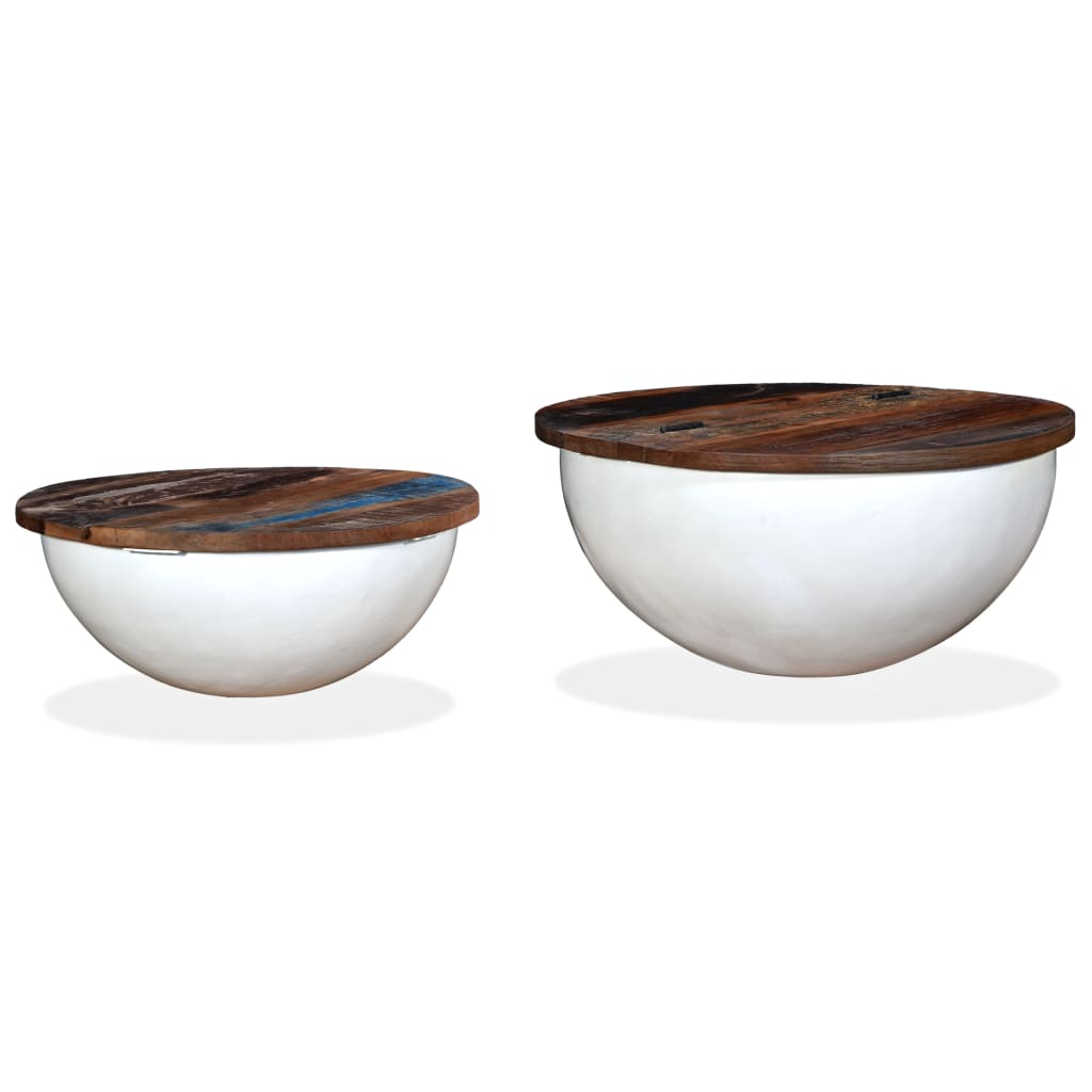 Stolić za kavu u obliku zdjele od masivnog recikliranog drva - number 11.