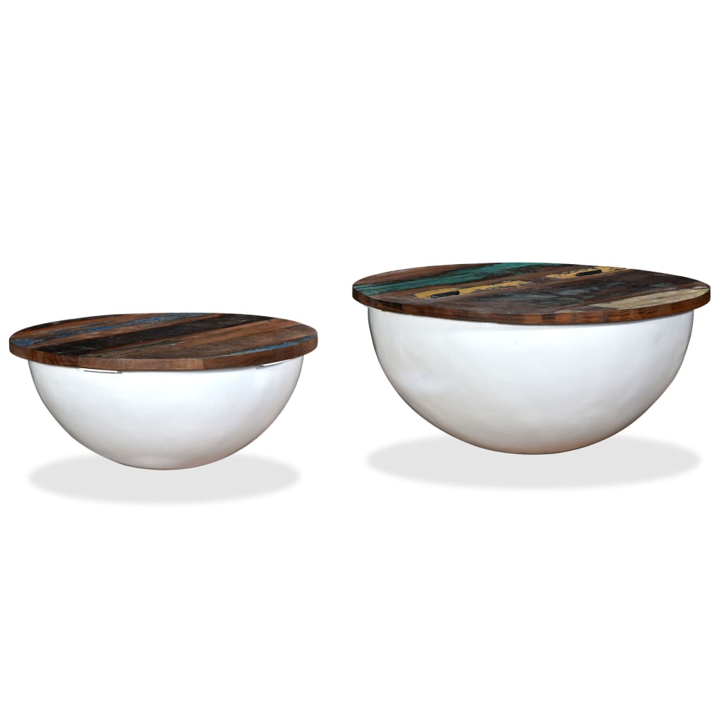 Stolić za kavu u obliku zdjele od masivnog recikliranog drva - number 12.