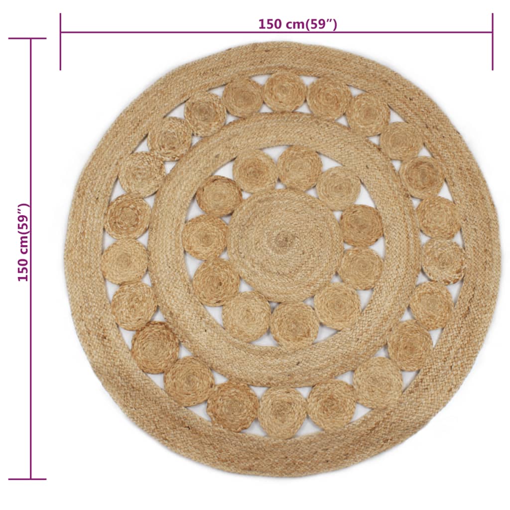 Rug braided design jute 150 cm round - number 6.