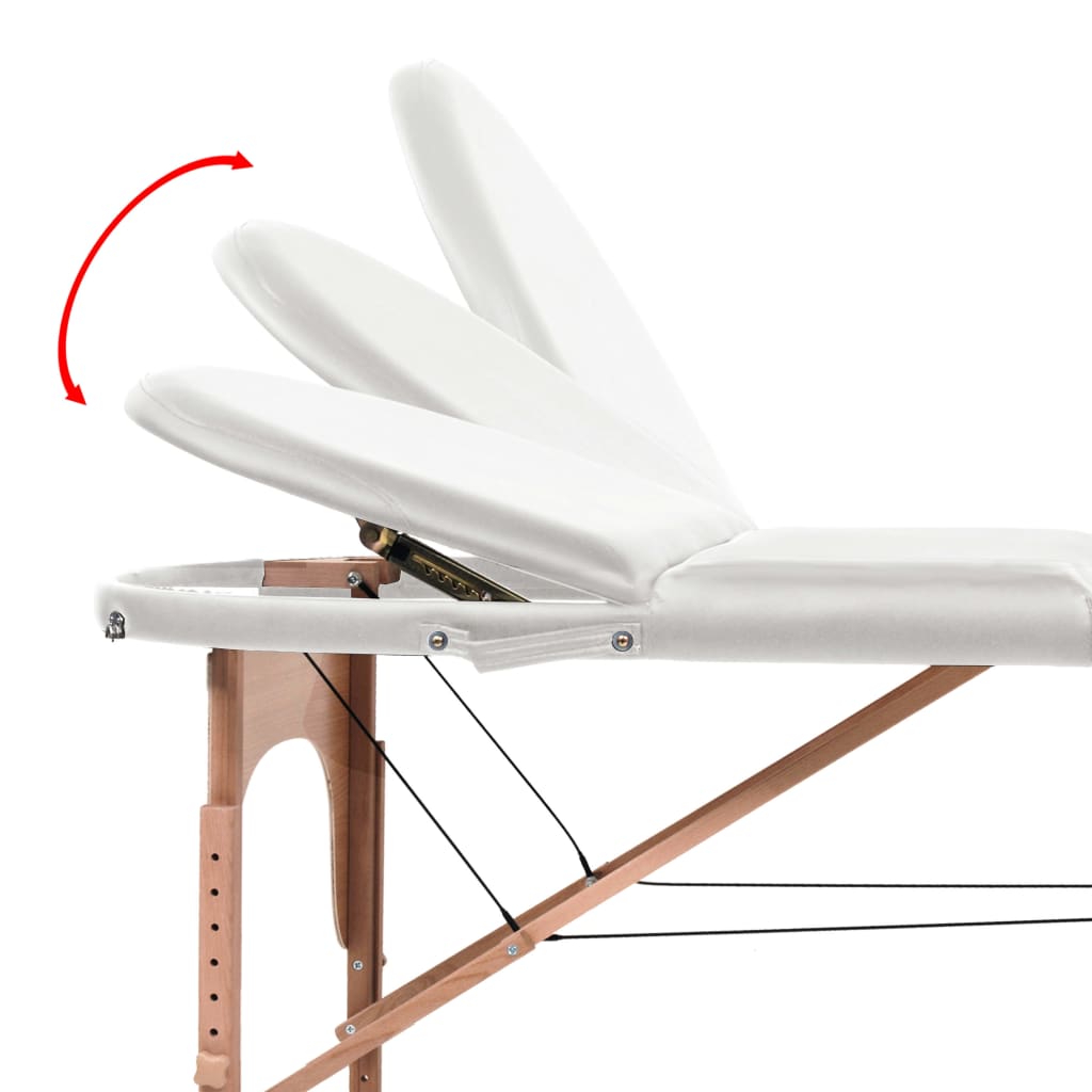 Foldbart massagebord m. 2 bolsterpuder 4 cm tyk oval - hvid - number 9.