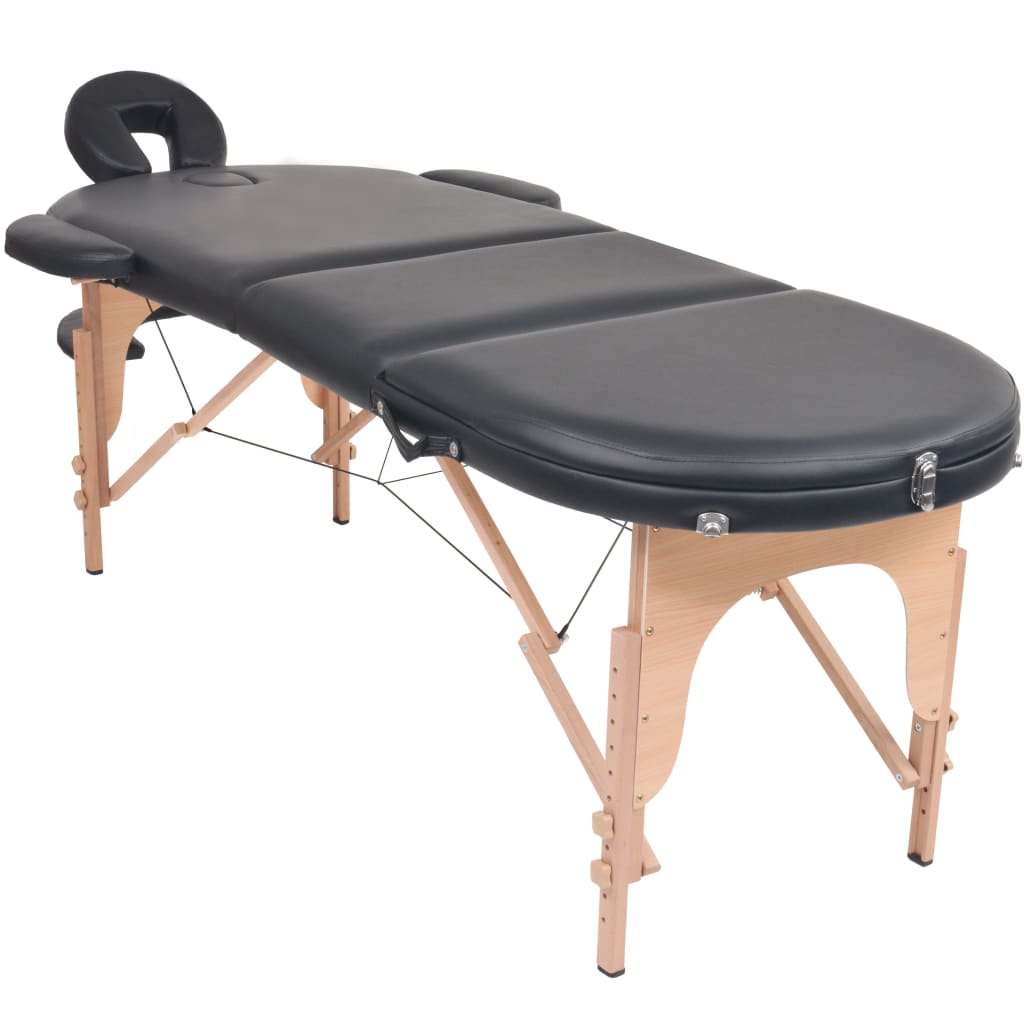 Foldbart massagebord m. 2 bolsterpuder 4 cm tyk oval sort - number 2.