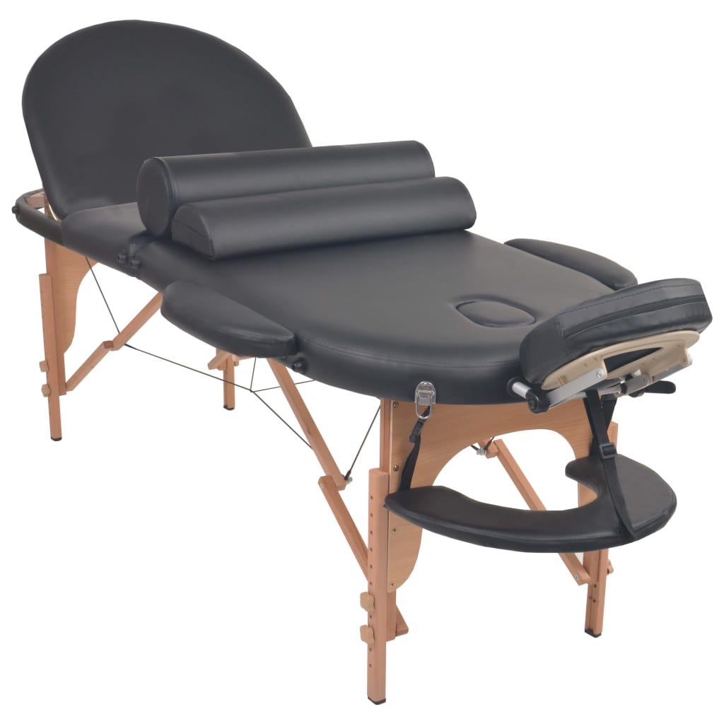 Foldbart massagebord m. 2 bolsterpuder 4 cm tyk oval sort - number 3.