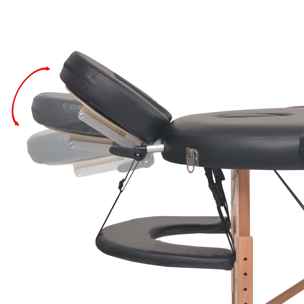 Foldbart massagebord m. 2 bolsterpuder 4 cm tyk oval sort - number 10.