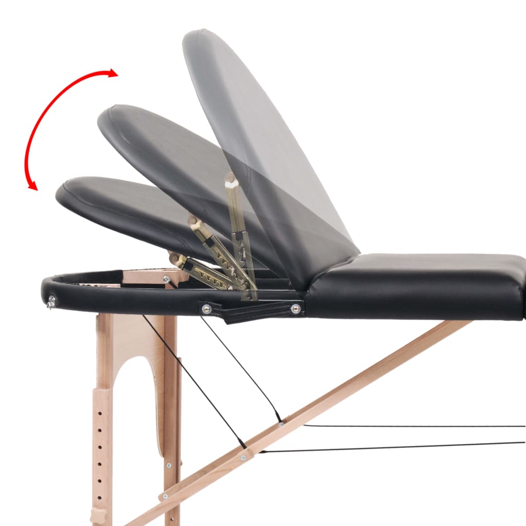 Foldbart massagebord m. 2 bolsterpuder 4 cm tyk oval sort - number 9.