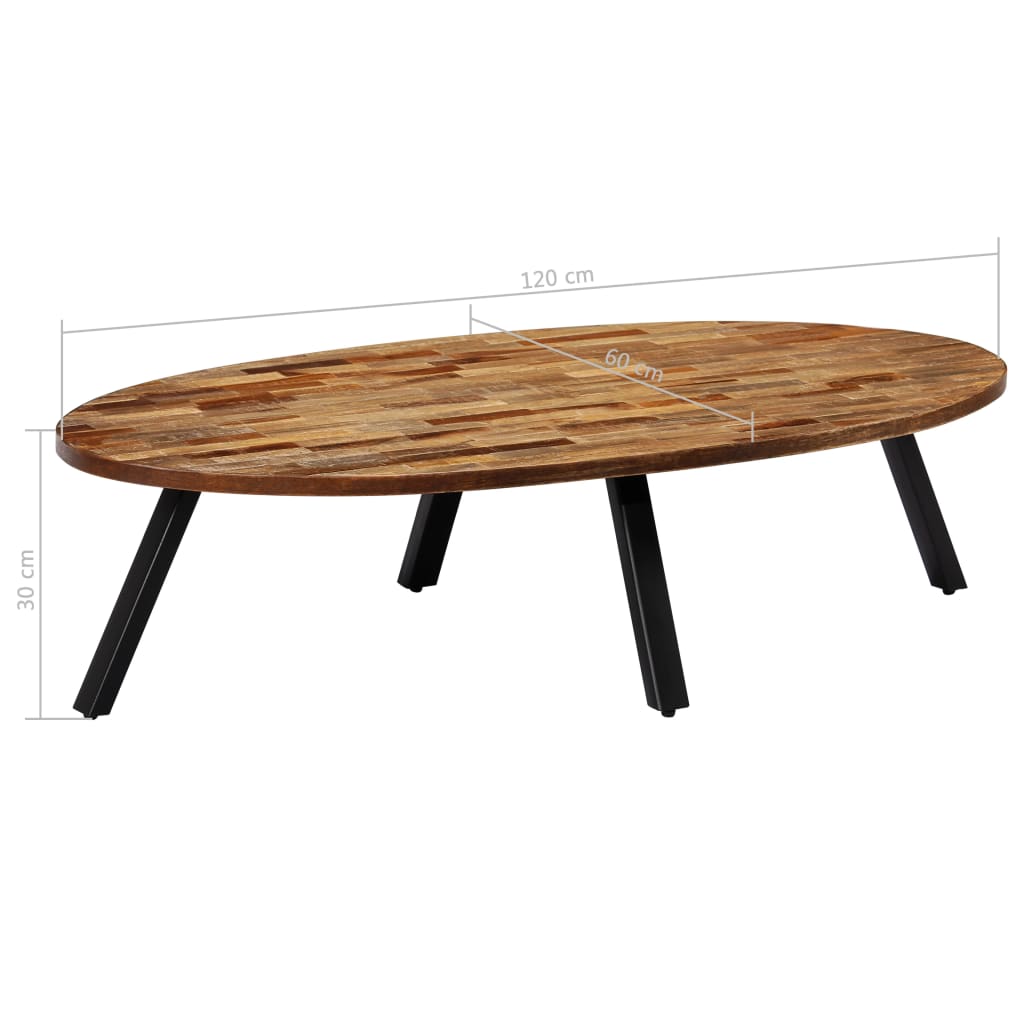 Sofabord massivt genanvendt teak oval 120 x 60 x 30 cm - number 10.