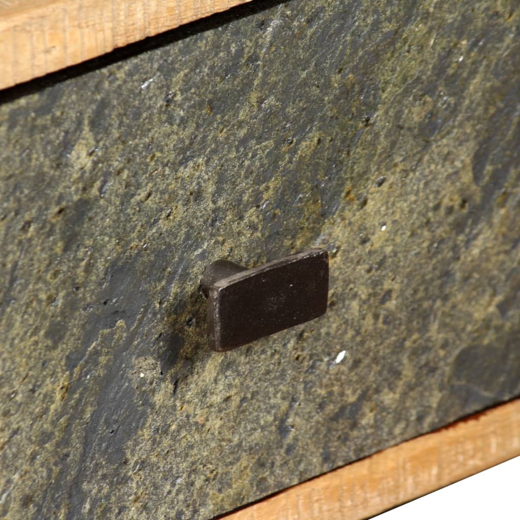 Sofabord massivt genbrugsteak 90 x 65 x 40 cm - number 7.