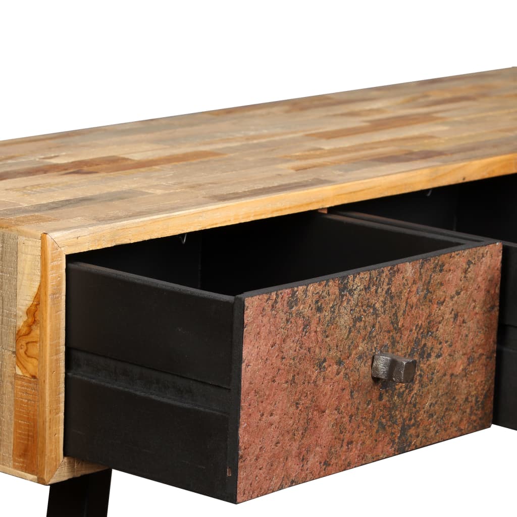 Aflastningsbord massivt genbrugsteak 120 x 30 x 76 cm - number 9.