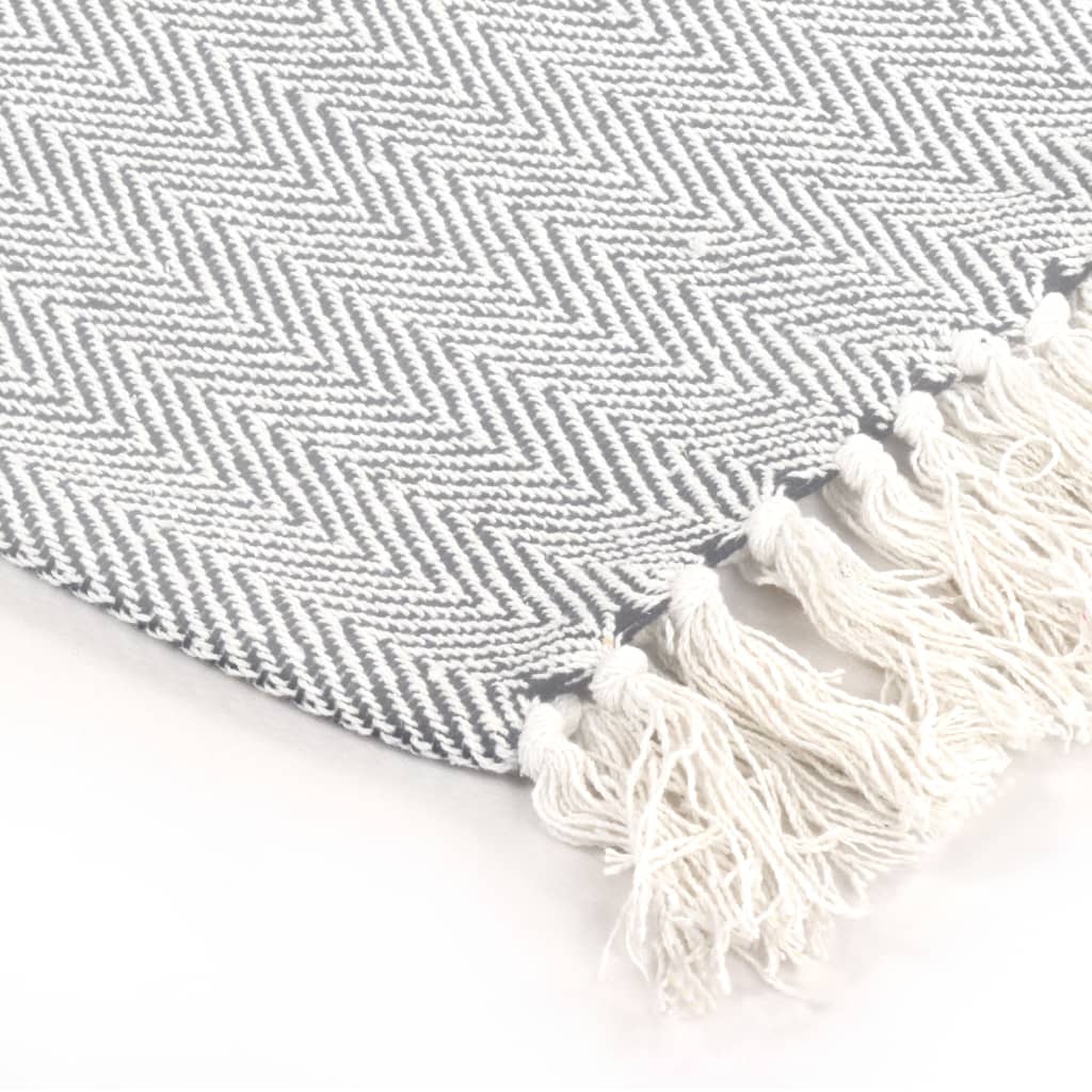 Plaid coton motif chevrons 160 x 210 cm gris - number 4.