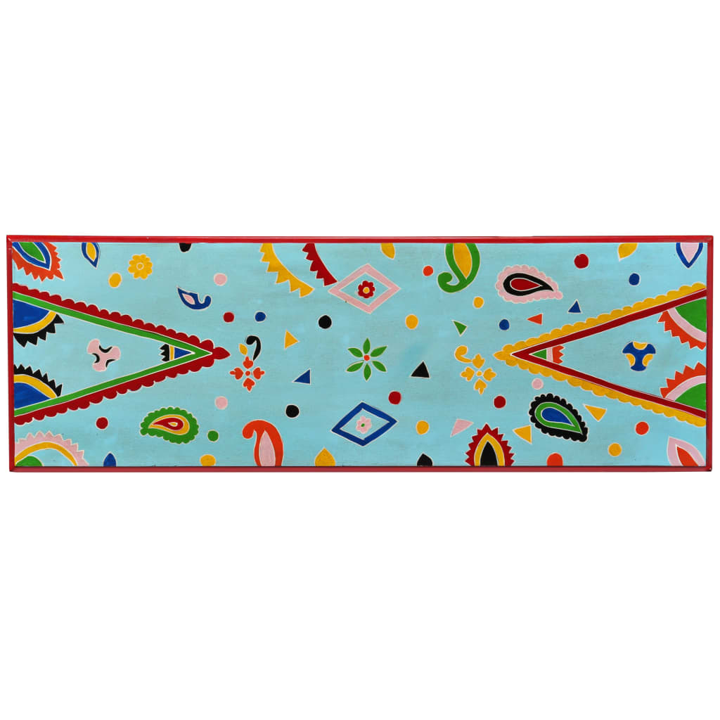 Konsolbord i massivt mangotræ blå håndmalet - number 4.