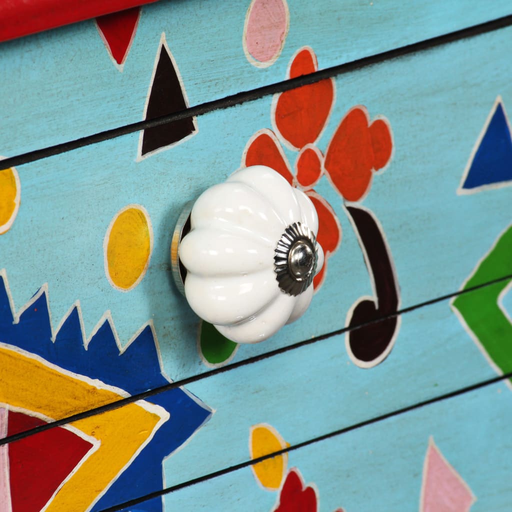 Konsolbord i massivt mangotræ blå håndmalet - number 6.