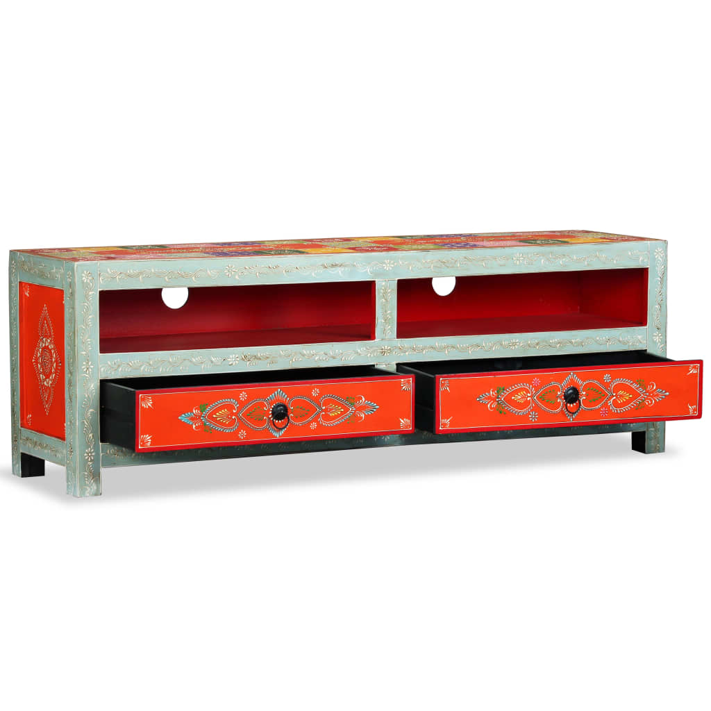 Tv-skab i massivt mangotræ lyserød håndmalet - number 2.