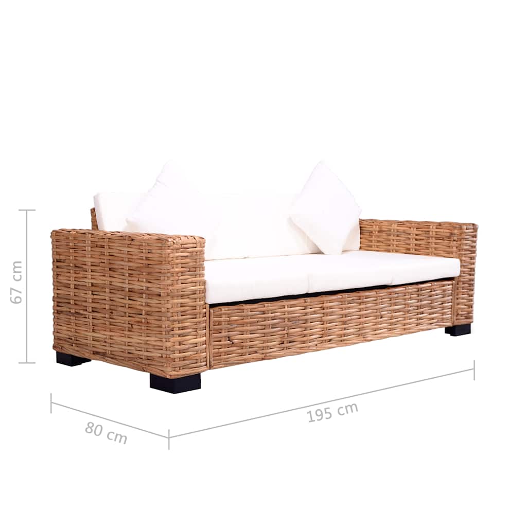 3-personers sofa naturlig rattan - number 5.