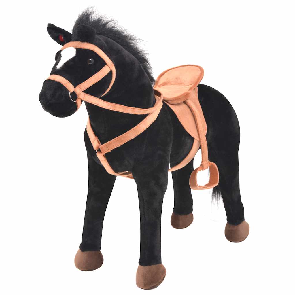 Peluche cheval debout en tissu noir - number 1.