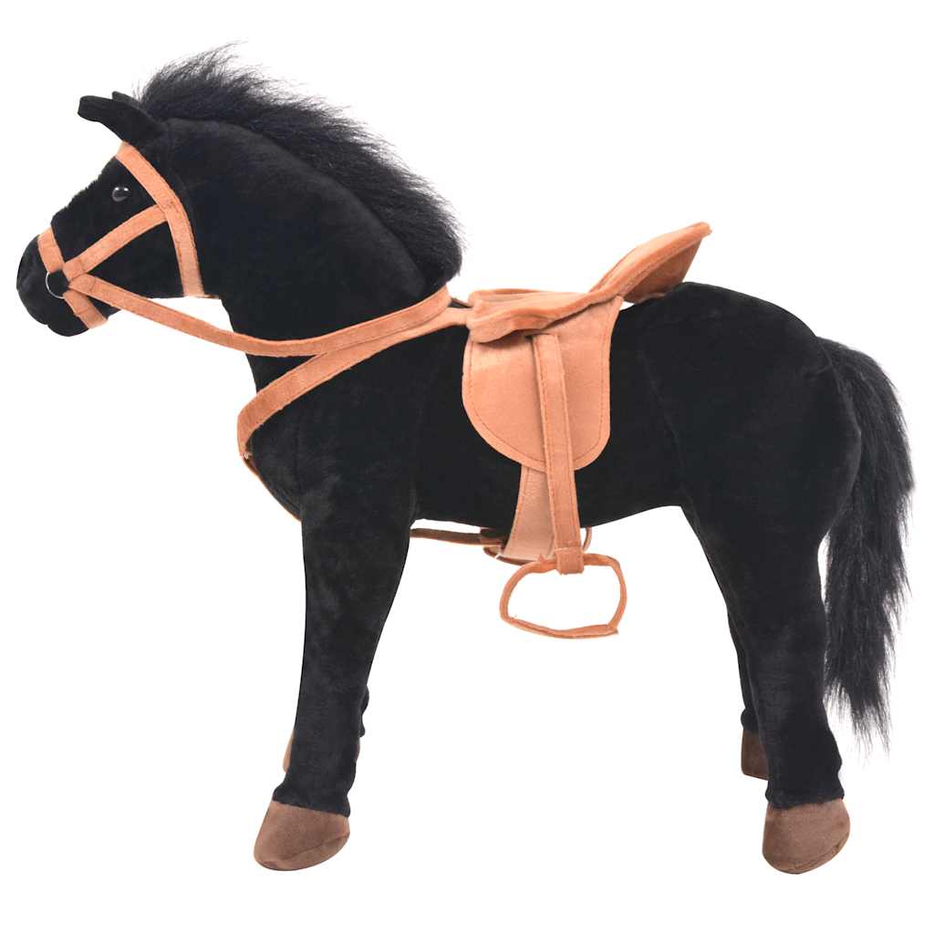 Peluche cheval debout en tissu noir - number 2.