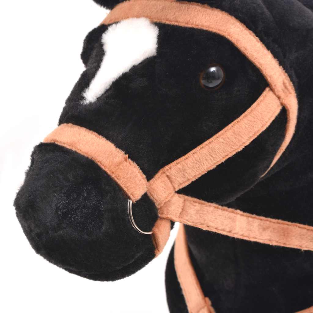 Peluche cheval debout en tissu noir - number 4.