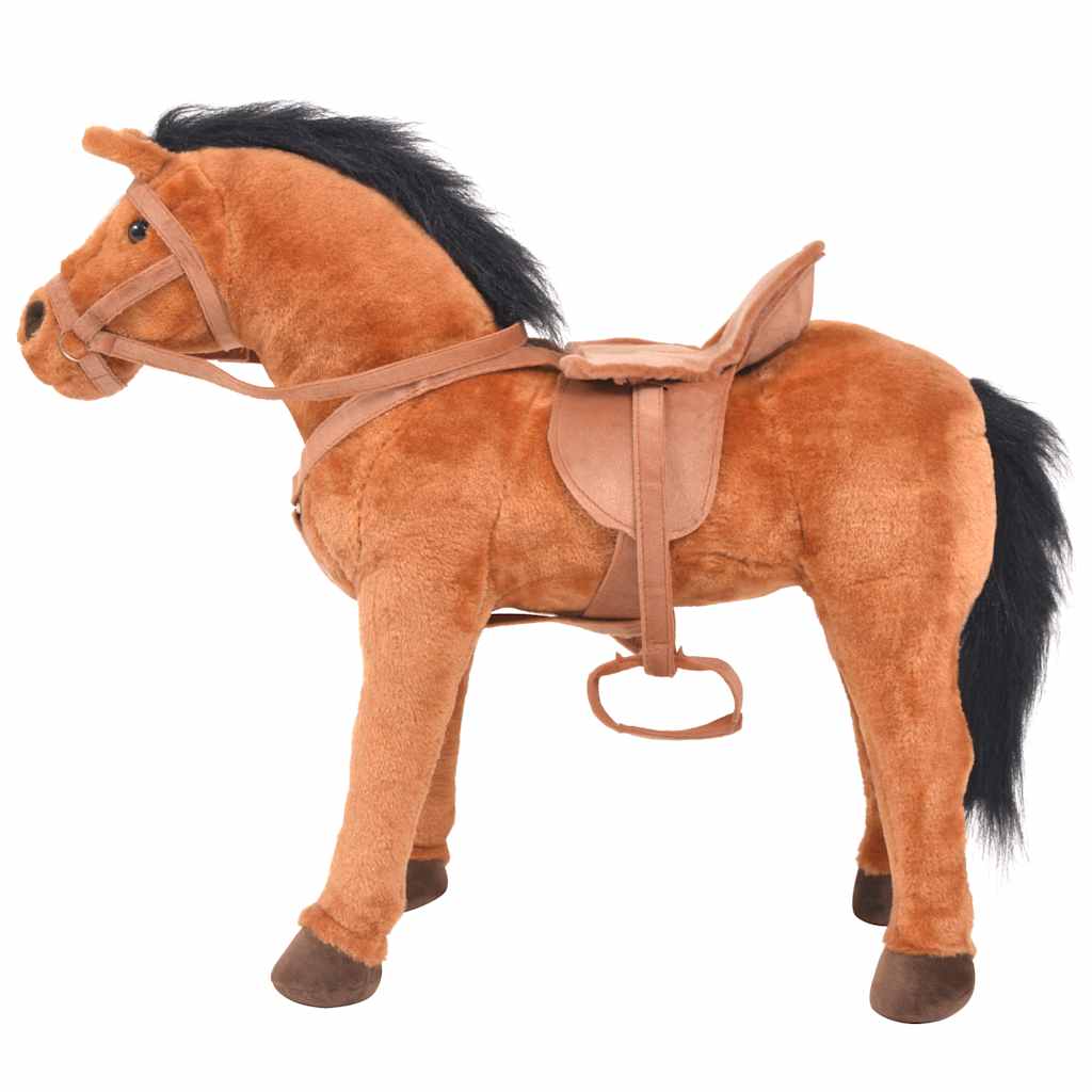 Peluche cheval debout en tissu marron - cheval marron - number 2.