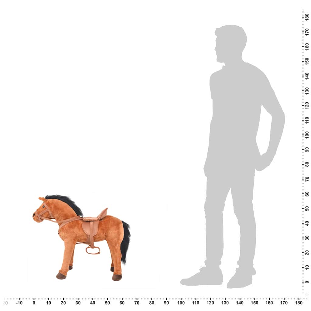 Peluche cheval debout en tissu marron - cheval marron - number 6.