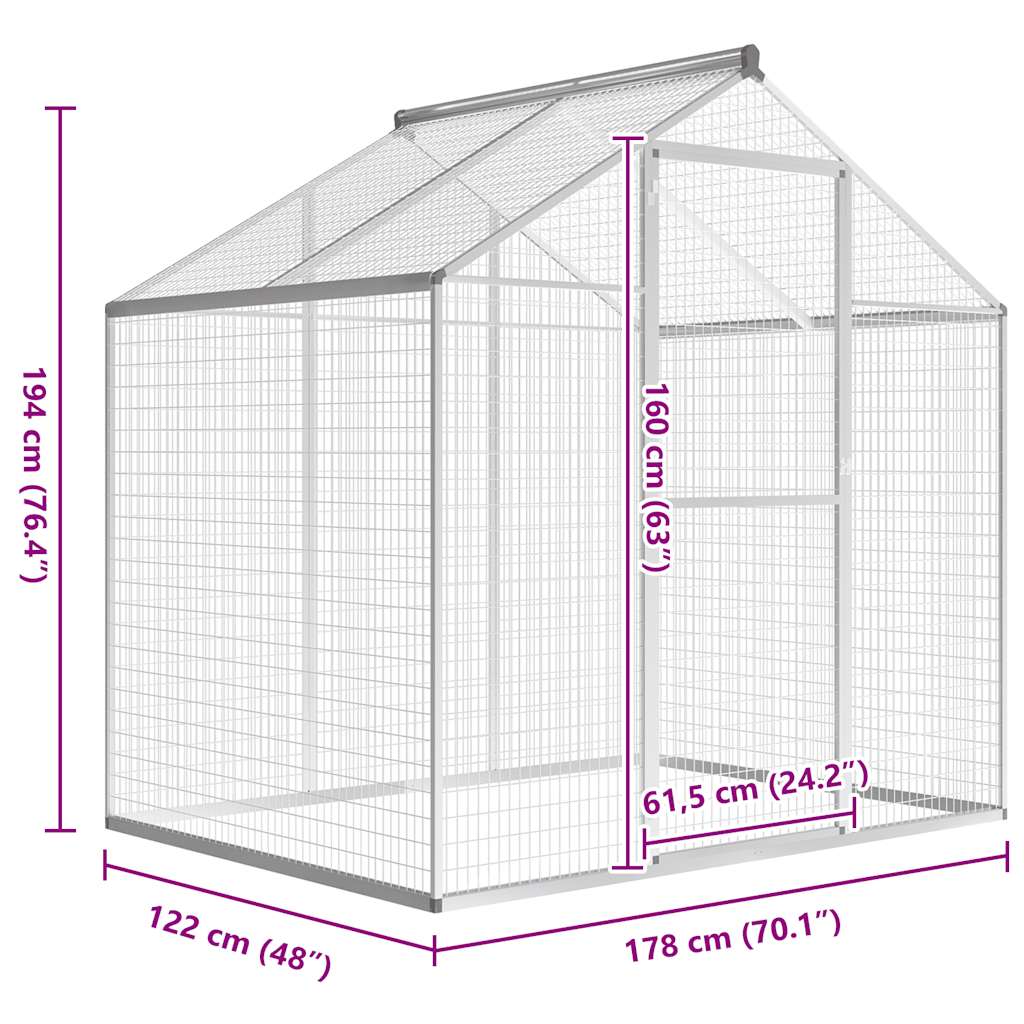 Volière extérieure 178x122x194 cm aluminium - number 5.