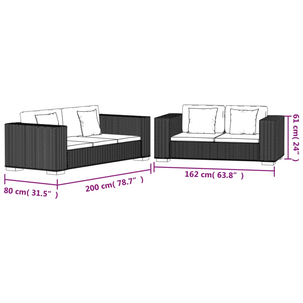 2-personers og 3-personers sofasæt ægte rattan - number 8.