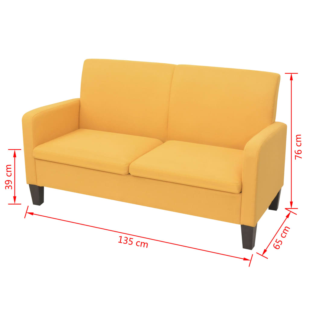 2-personers sofa 135 x 65 x 76 cm gul - number 4.