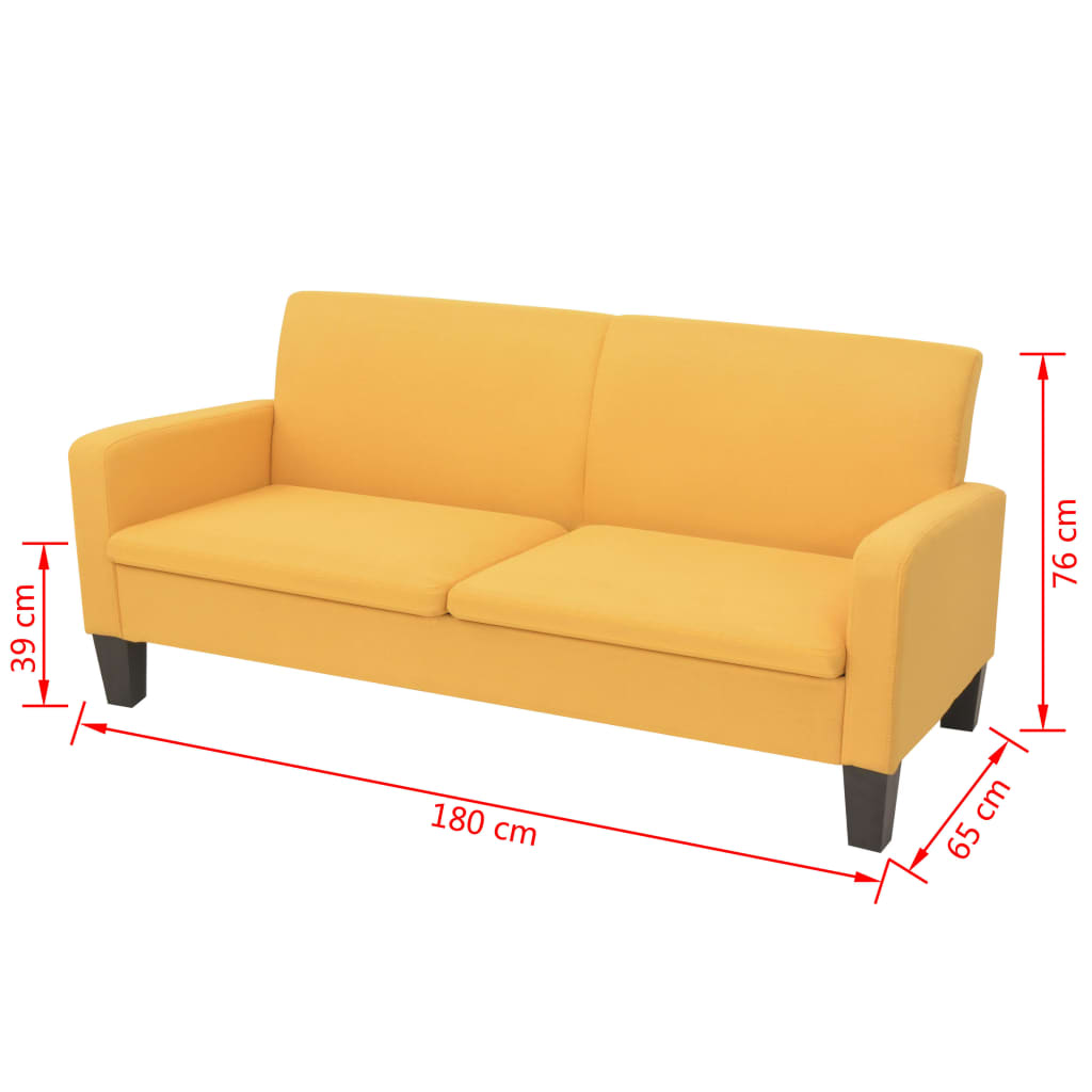 3-personers sofa 180 x 65 x 76 cm - gul, 3-sædet - number 4.