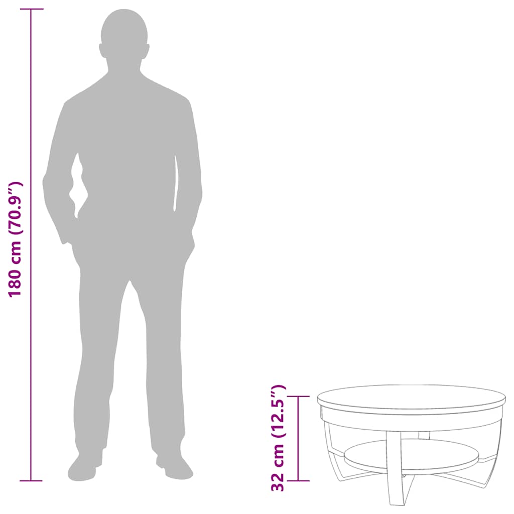 Sofabord i massivt ru mangotræ 65 x 32 cm - number 11.