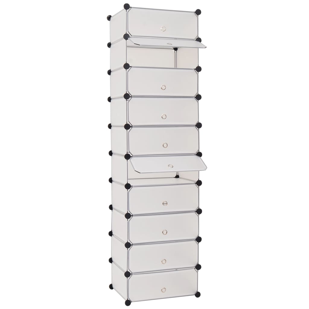 Composite shoe cabinet with 10 compartments - white, 1 - number 1.