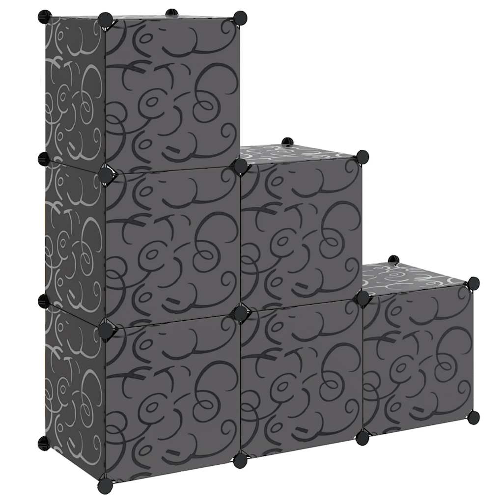 Ormarić za odlaganje kockastog oblika 6 pretinaca crn - number 4.