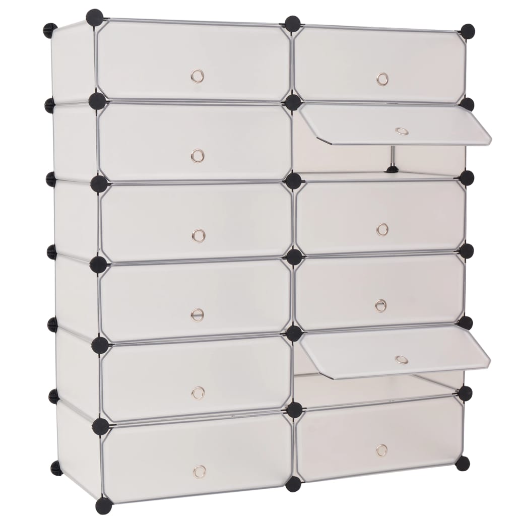 Composite shoe cabinet with 12 compartments white - number 1.
