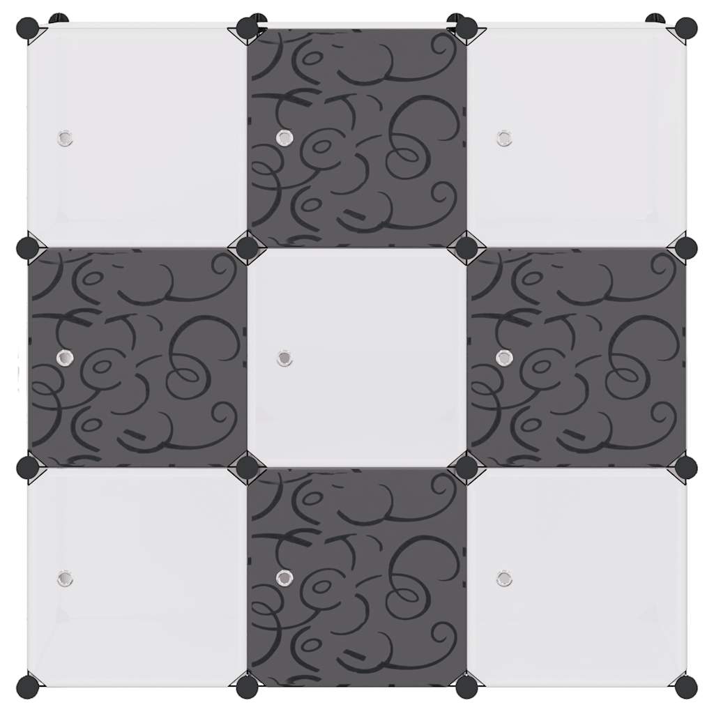 Ormarić za odlaganje kockastog oblika 9 odjeljaka crno-bijeli - number 3.