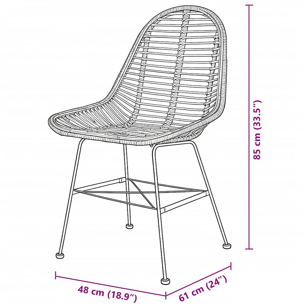 Blagovaonski stol stolice 2 kom. prirodni ratan crni - number 5.
