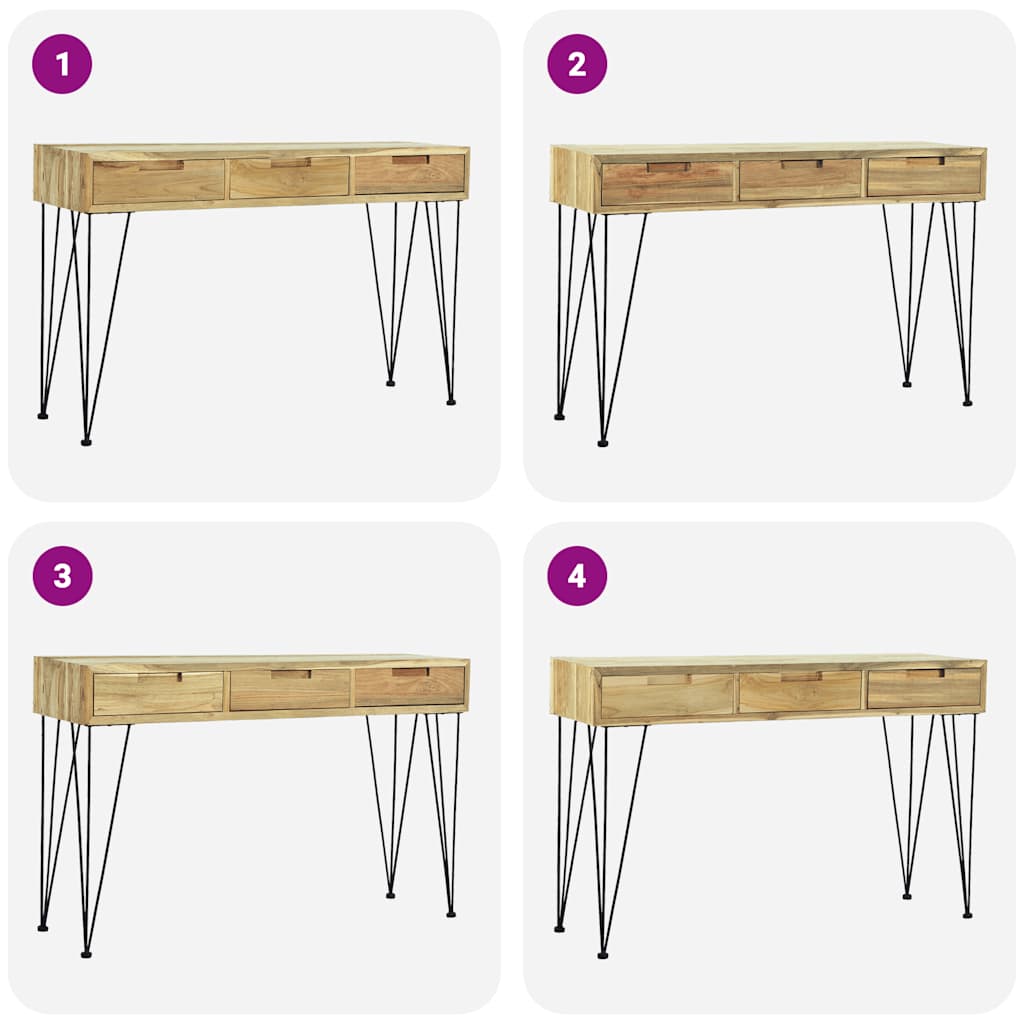 Stolik konsolowy 120 x 35 x 76 cm lite drewno tekowe - number 8.