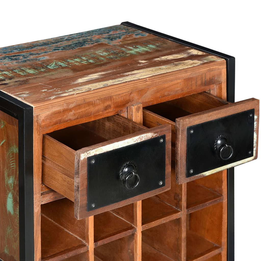 Vinreol til 16 flasker massivt genbrugstræ - number 4.