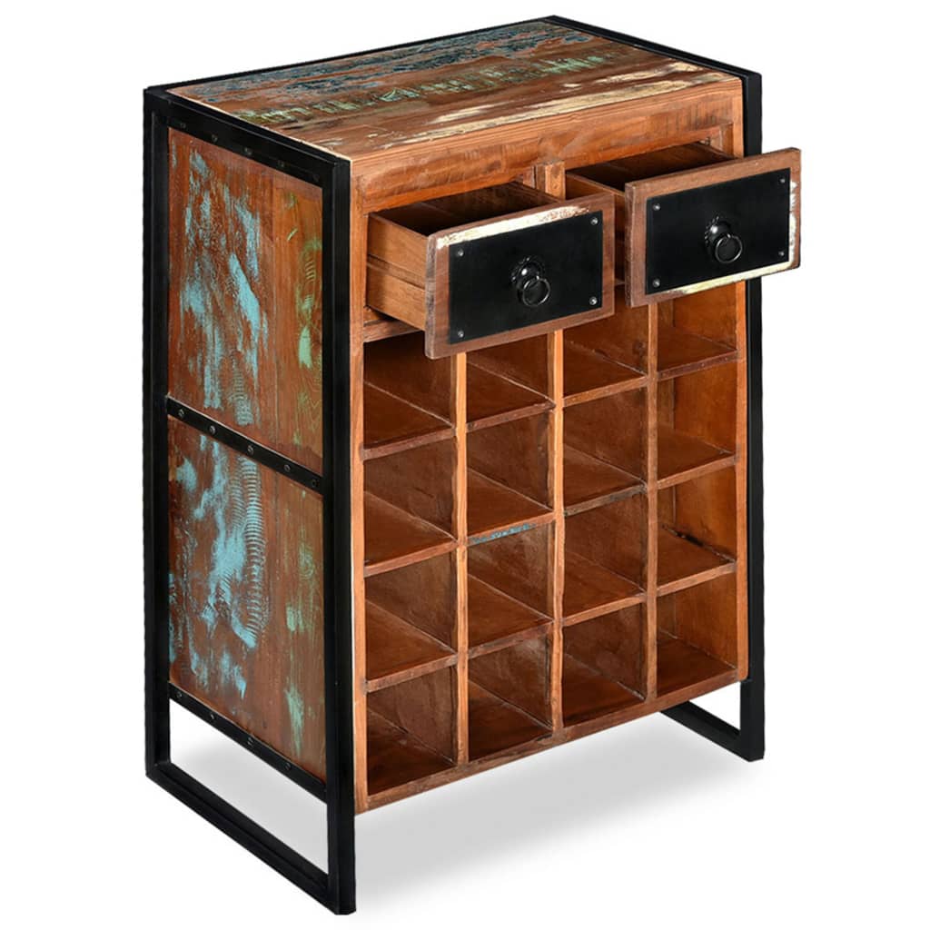 Vinreol til 16 flasker massivt genbrugstræ - number 3.