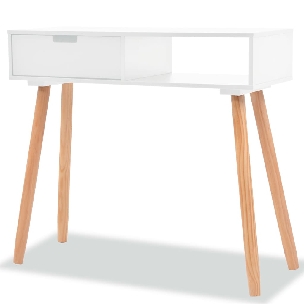 Table console pin massif 80 x 30 x 72 cm blanc - number 1.