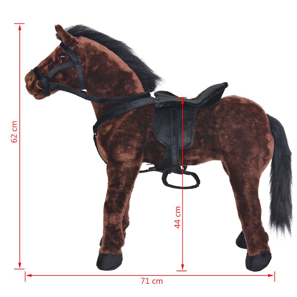 Peluche cheval debout en tissu xxl marron foncé - number 7.