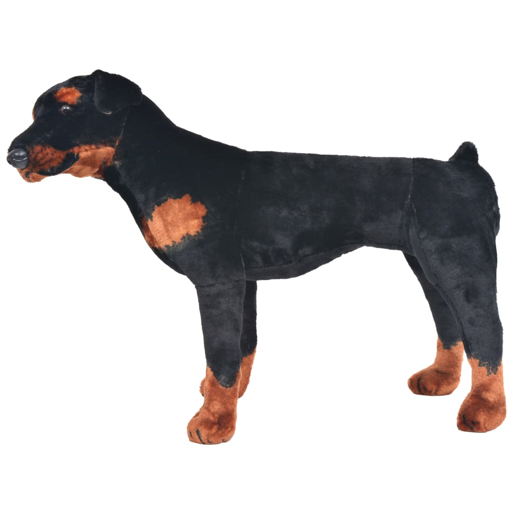Peluche rottweiler debout en tissu xxl noir et marron - number 2.