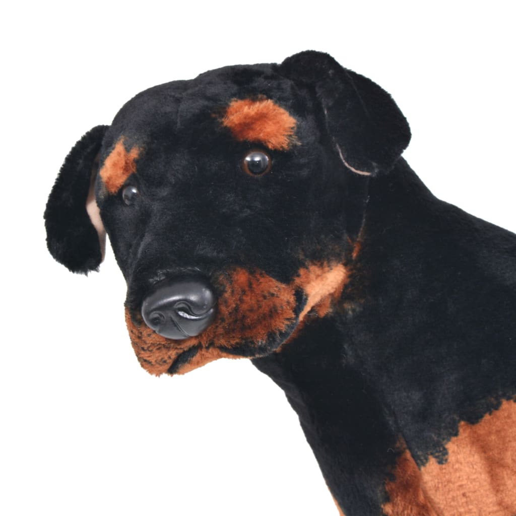 Peluche rottweiler debout en tissu xxl noir et marron - number 3.