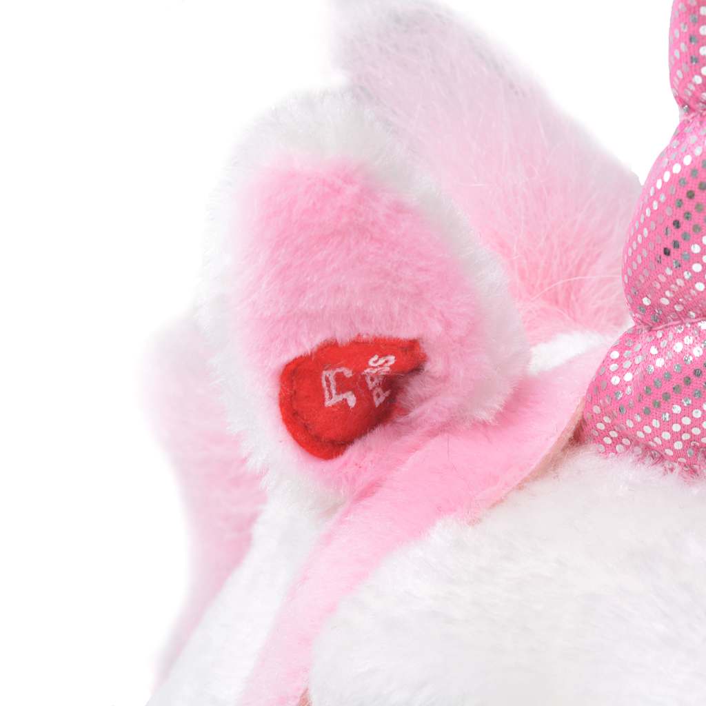 Peluche licorne debout en tissu xxl blanc et rose - number 4.