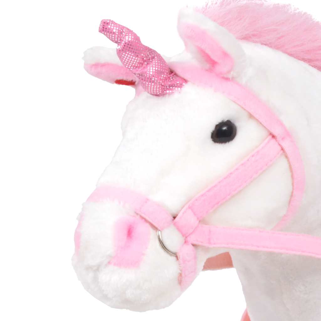 Peluche licorne debout en tissu xxl blanc et rose - number 3.