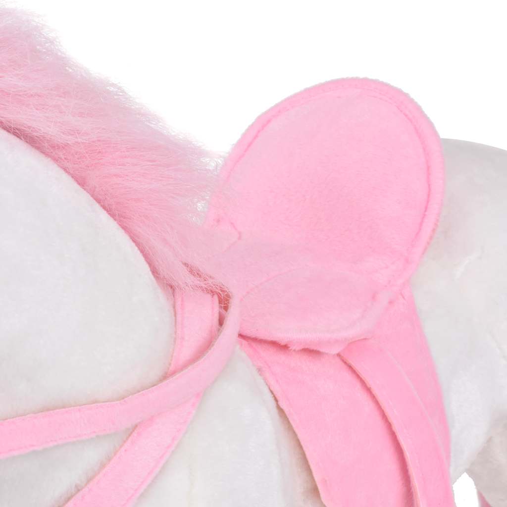 Peluche licorne debout en tissu xxl blanc et rose - number 5.