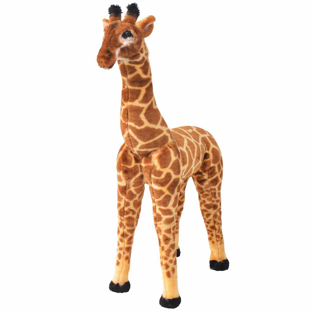 Peluche girafe debout en tissu xxl marron et jaune - number 1.